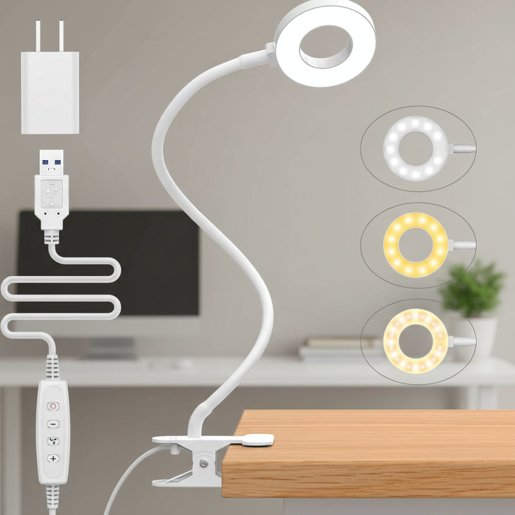 Flexible Clip-On LED Desk Reading Lamp