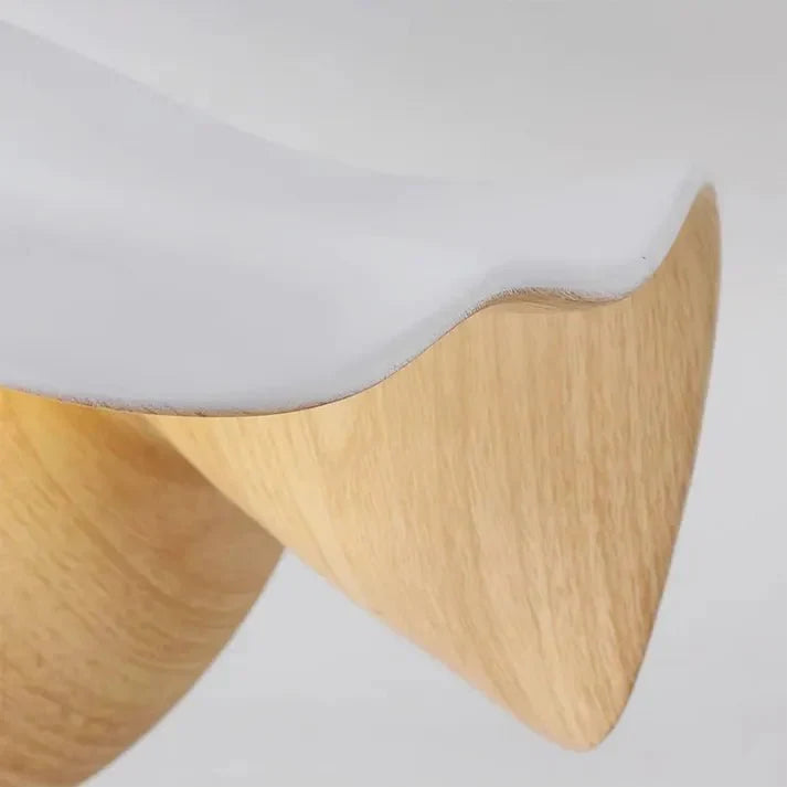 Wooden Lotus Flush Ceiling Light