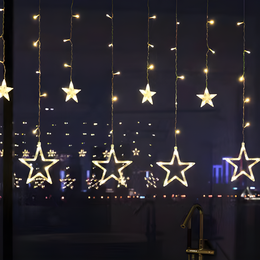 Warm White LED Star Light Curtain