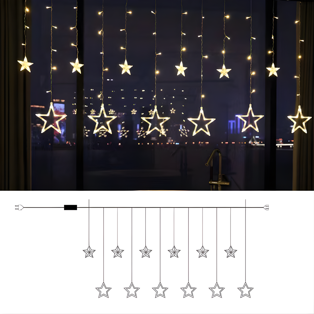 Warm White LED Star Light Curtain