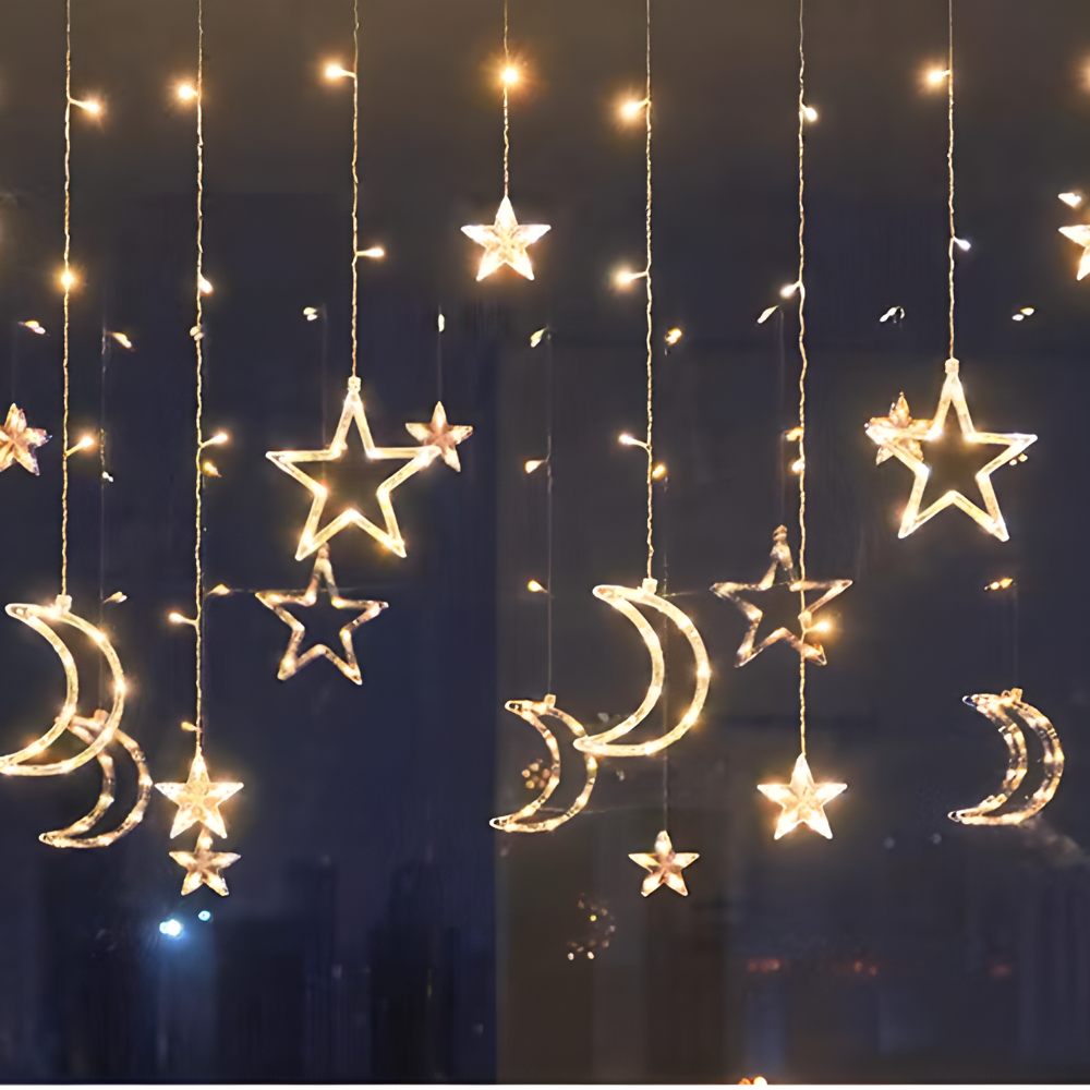 Warm White LED Star Light Curtain