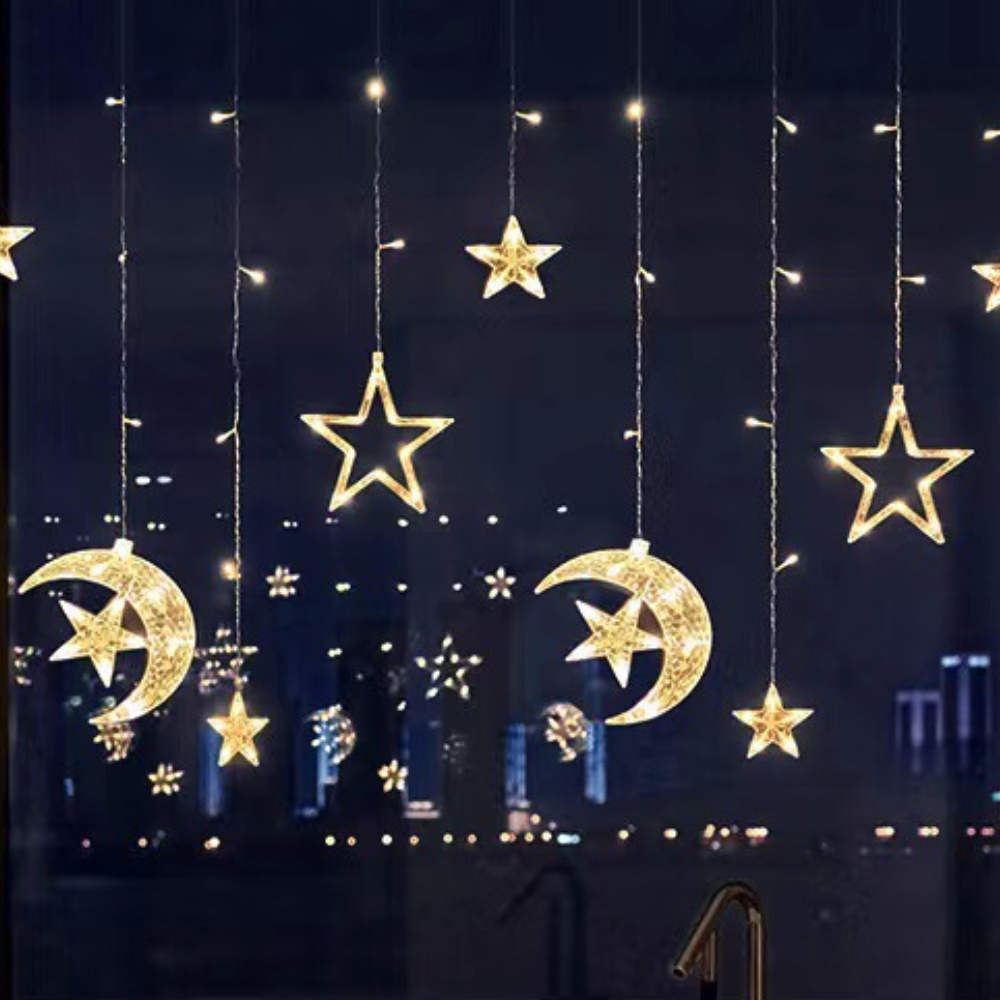 Warm White LED Star Light Curtain