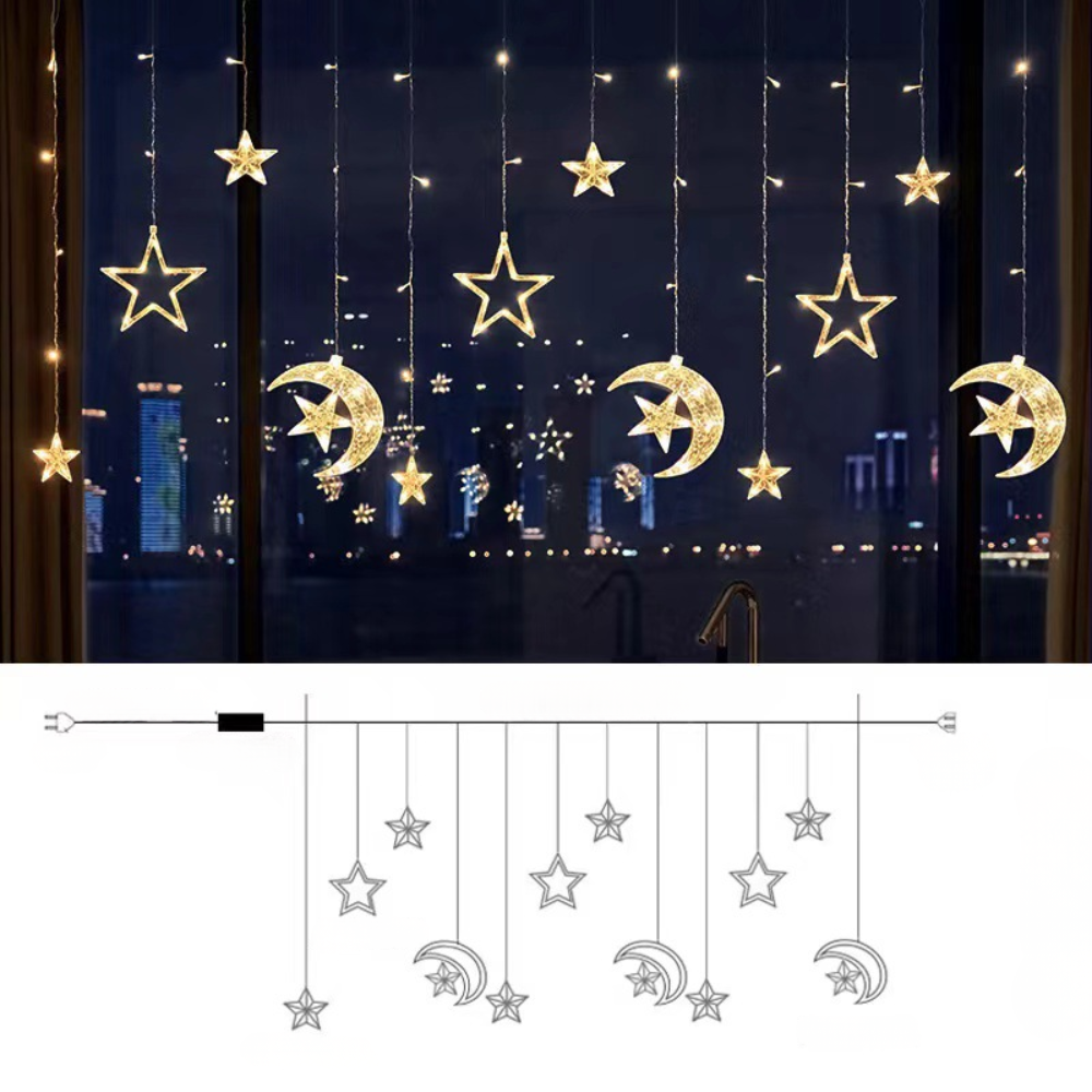 Warm White LED Star Light Curtain