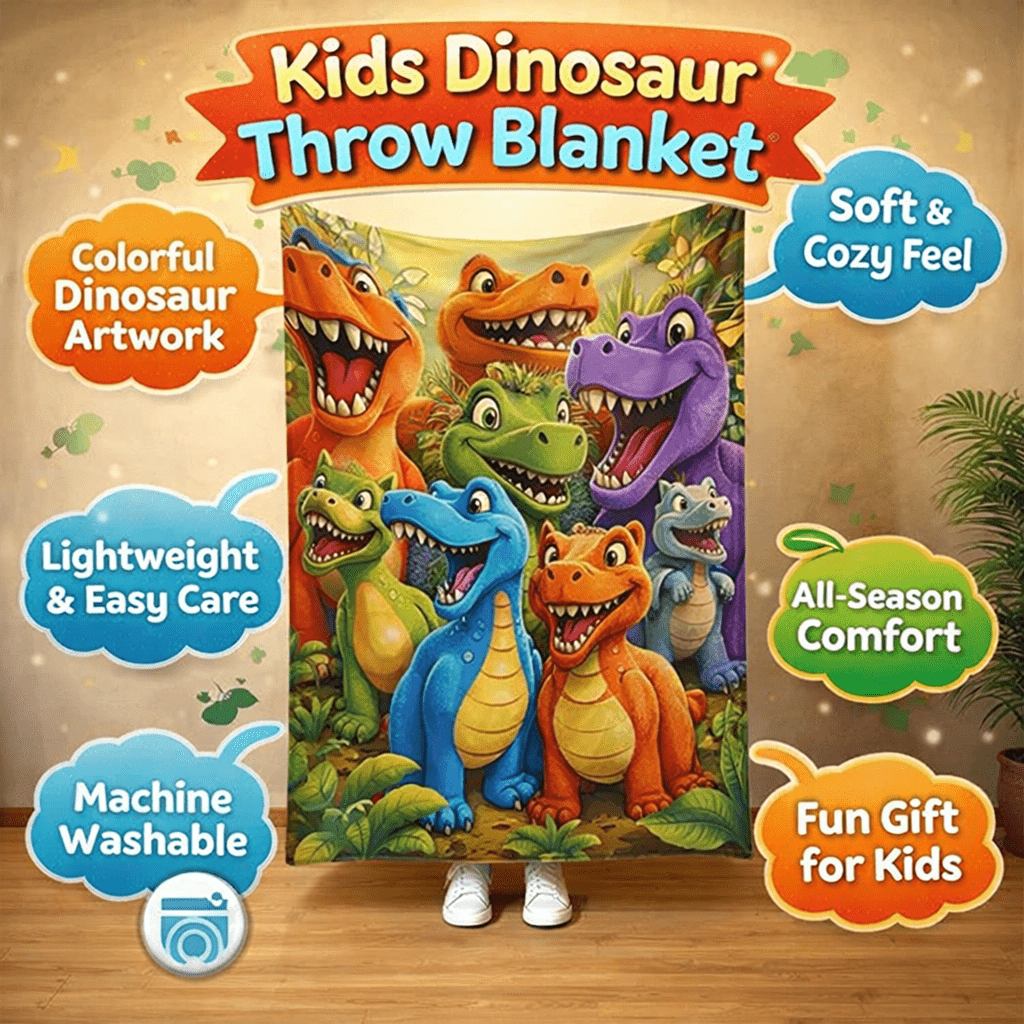 Dinosaur Kids Fleece Throw Blanket
