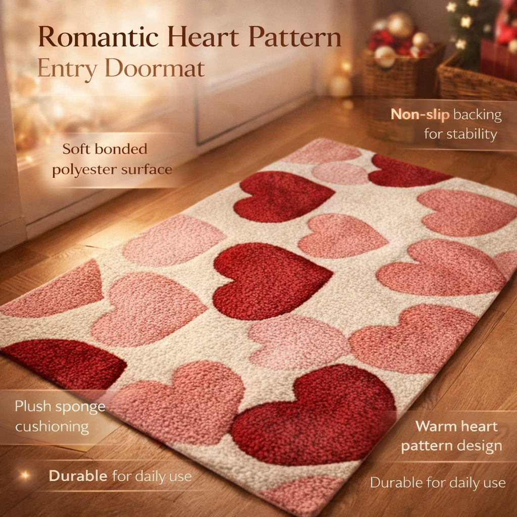 Heart Pattern Non Slip Entry Door Mat