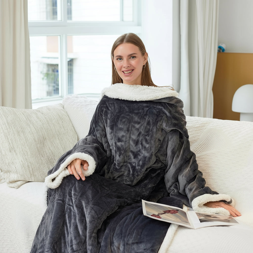 Electric Heated Blanket Wearable Sherpa Fleece Throw for Adults 0