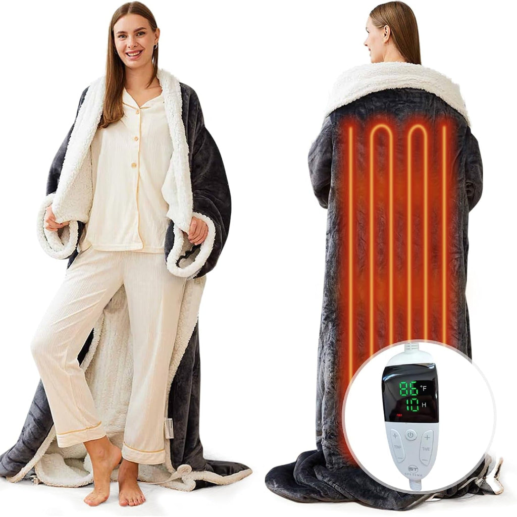 Electric Heated Blanket Wearable Sherpa Fleece Throw for Adults 2