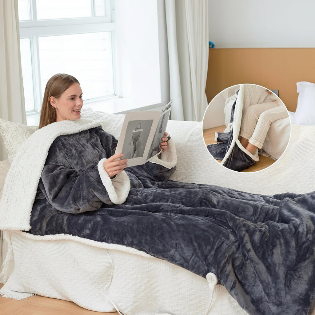 Electric Heated Blanket Wearable Sherpa Fleece Throw Adults - Image 3