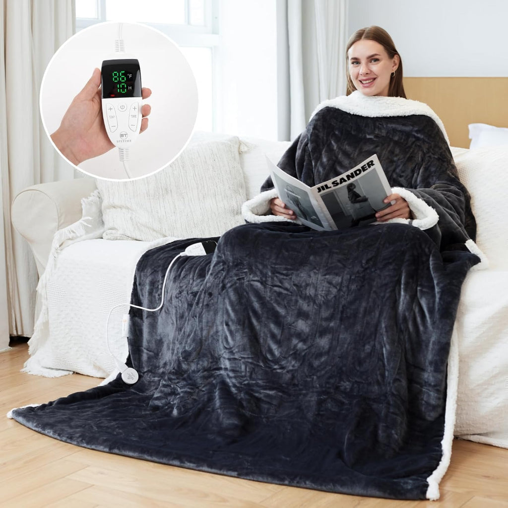 Electric Heated Blanket Wearable Sherpa Fleece Throw for Adults 7