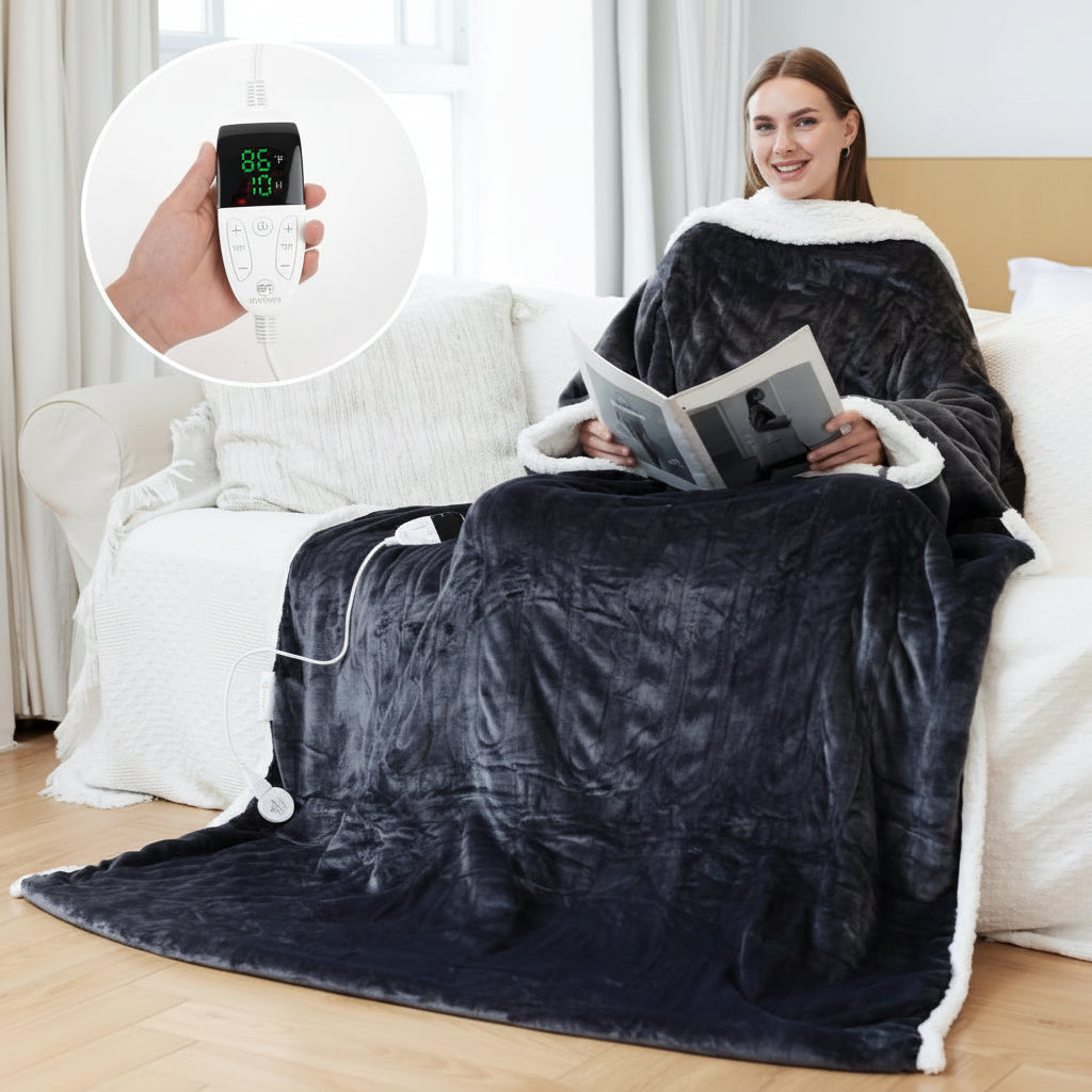 Electric Heated Blanket Wearable Sherpa Fleece Throw Adults - Image 9