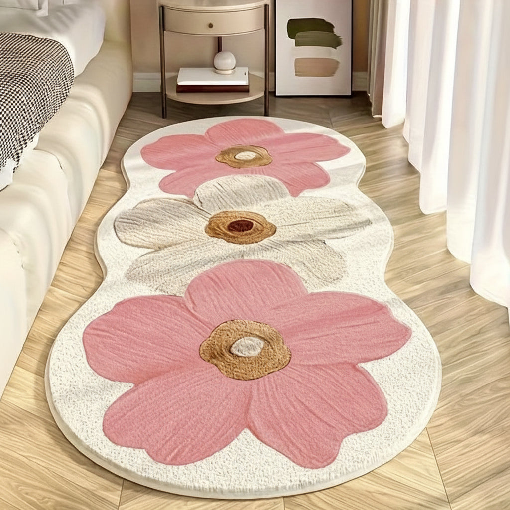Floral Irregular Soft Bedroom Rug