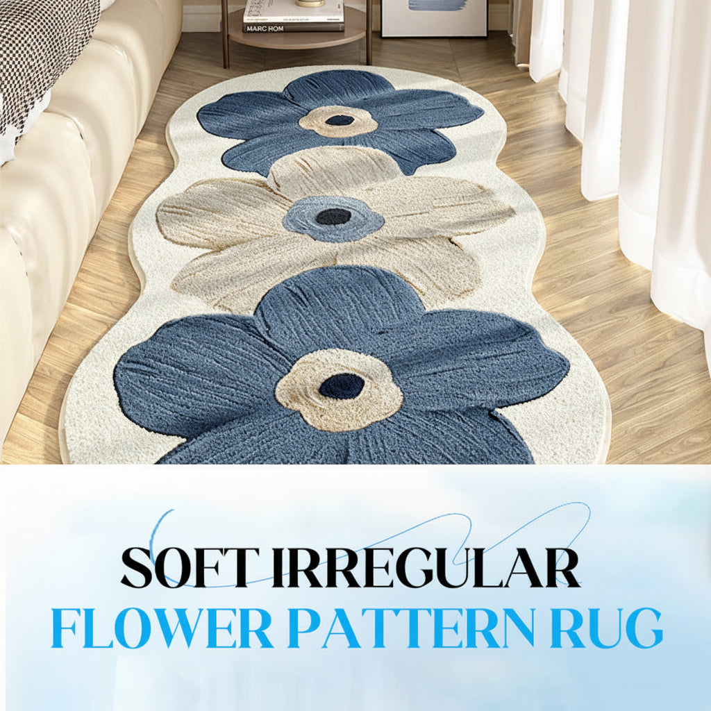 Floral Irregular Soft Bedroom Rug