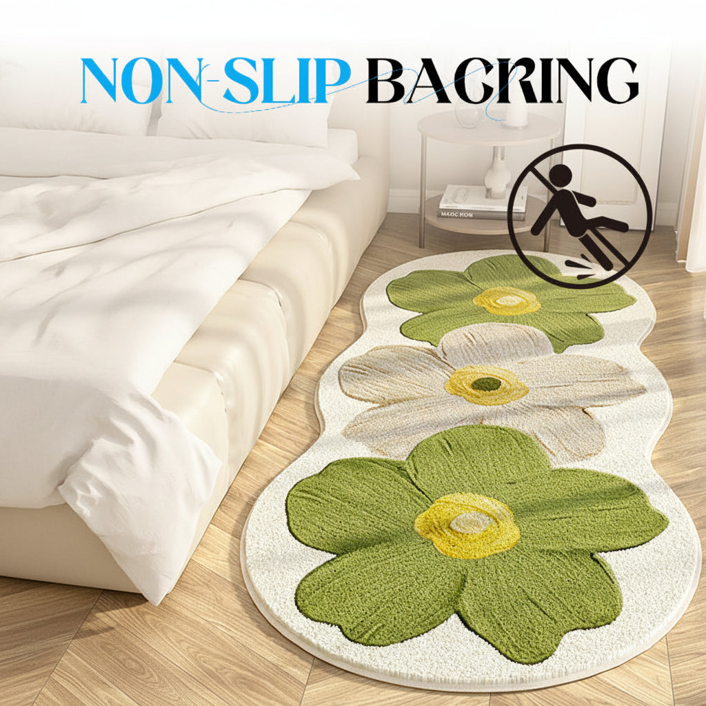 Floral Irregular Soft Bedroom Rug