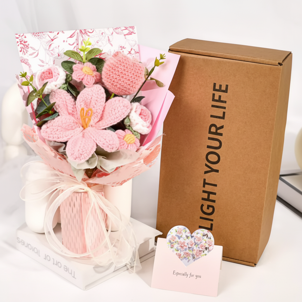 Knitted Tulip Flower Bouquet Decor