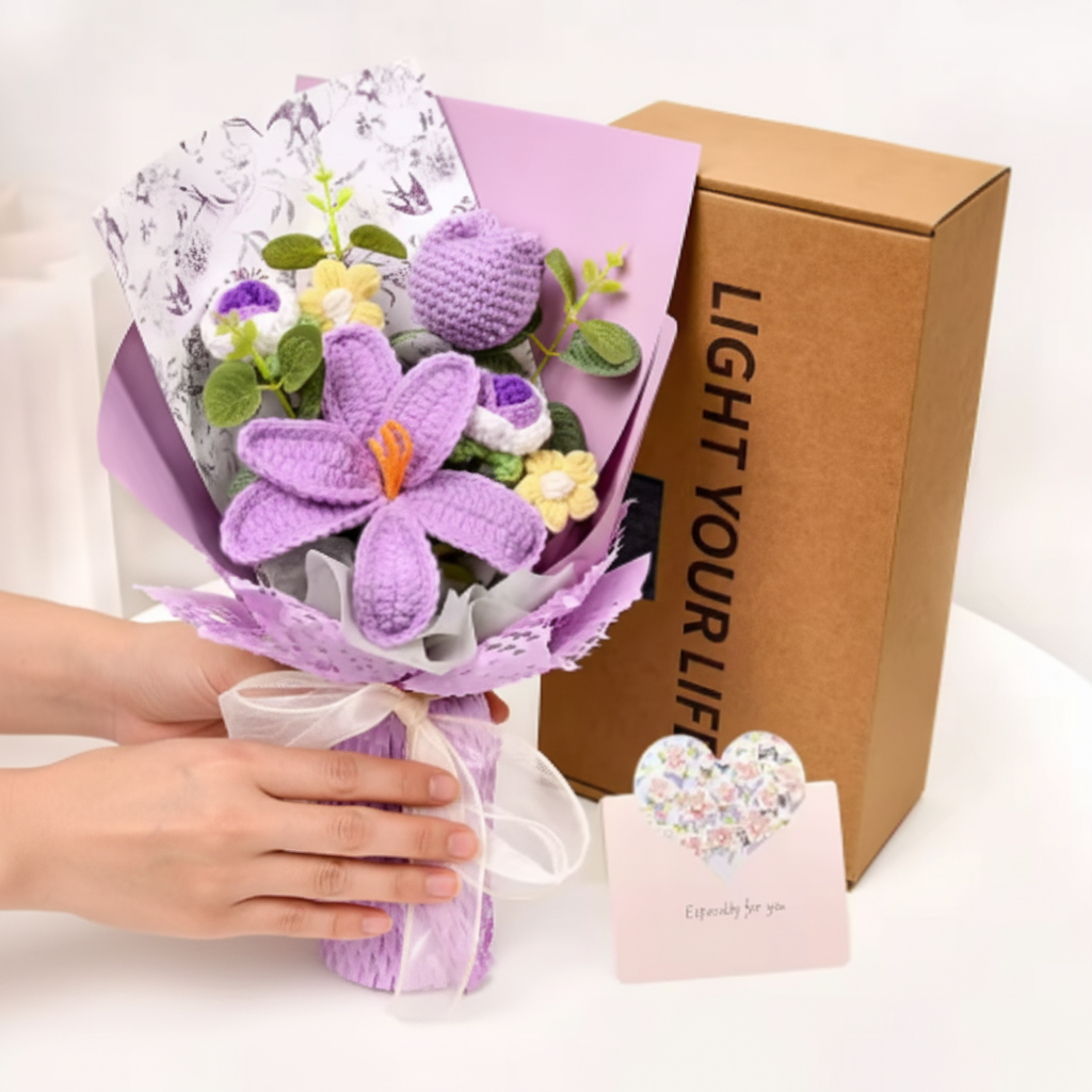 Knitted Tulip Flower Bouquet Decor