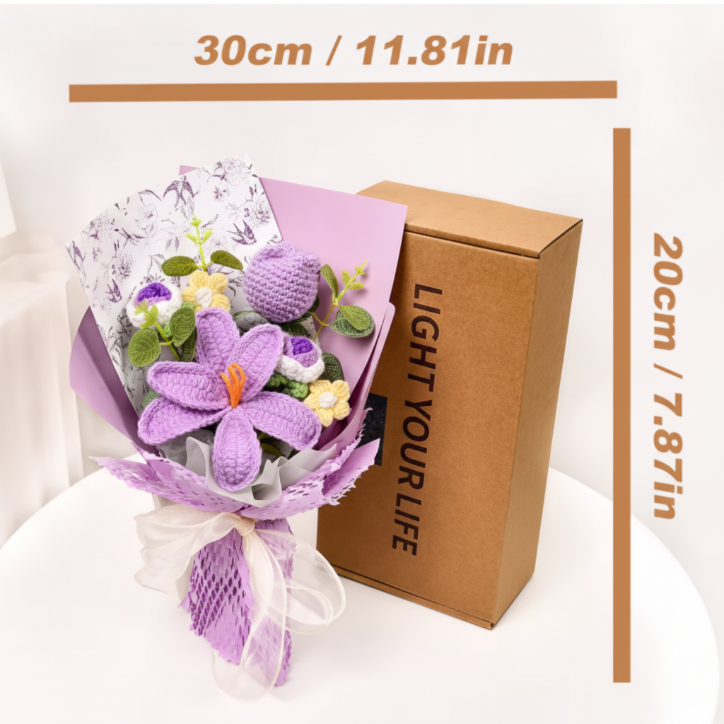 Knitted Tulip Flower Bouquet Decor