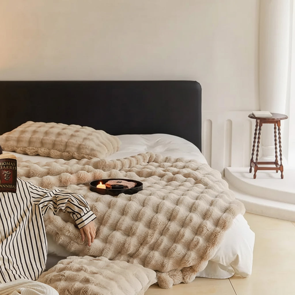 Faux Fur Plush Sofa Throw Blanket