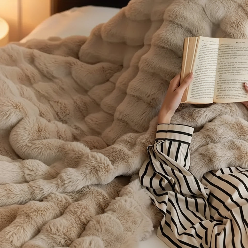 Faux Fur Plush Sofa Throw Blanket