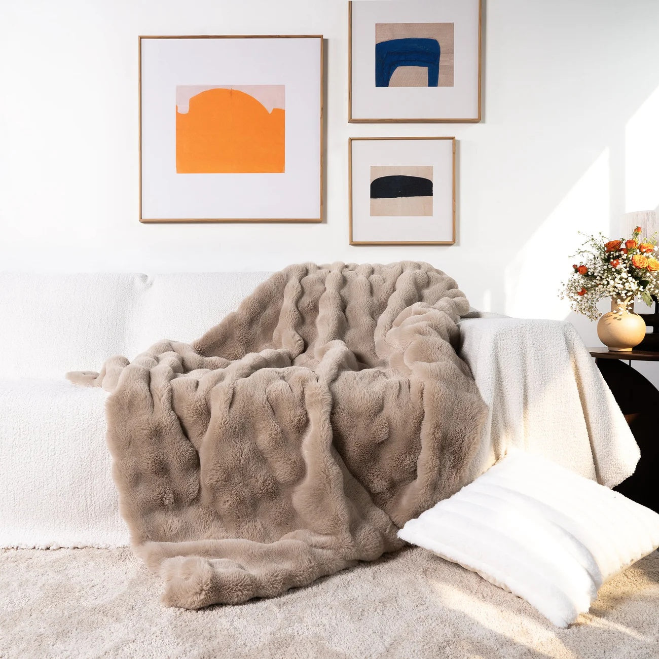 Faux Fur Plush Sofa Throw Blanket