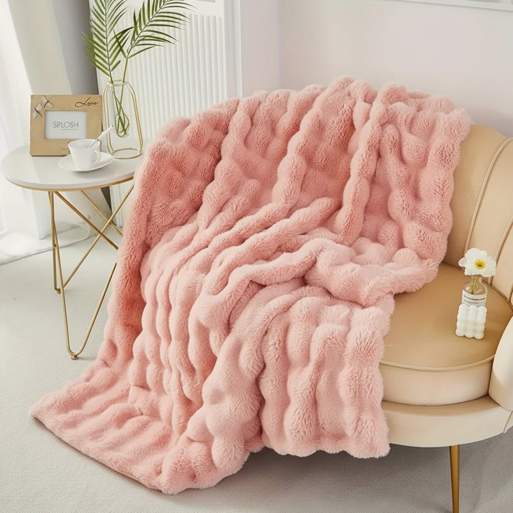 Faux Fur Plush Sofa Throw Blanket