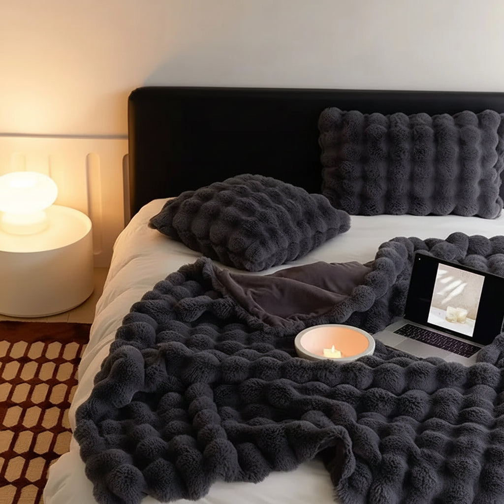 Faux Fur Plush Sofa Throw Blanket