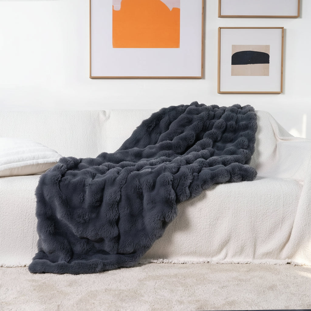Faux Fur Plush Sofa Throw Blanket