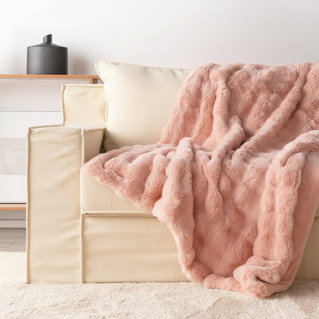 Faux Fur Plush Sofa Throw Blanket