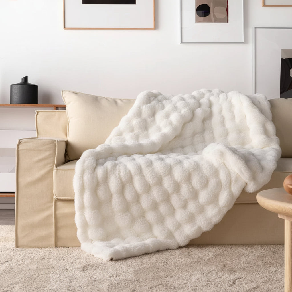 Faux Fur Plush Sofa Throw Blanket