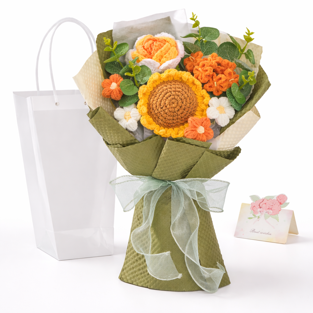 Crochet Flower Bouquet Arrangement