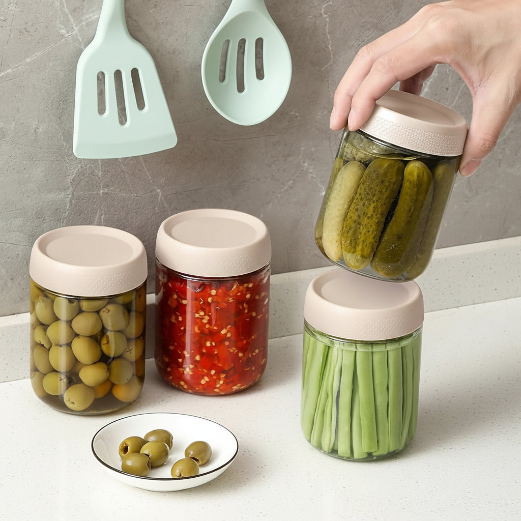 Airtight Stackable Glass Storage Jars