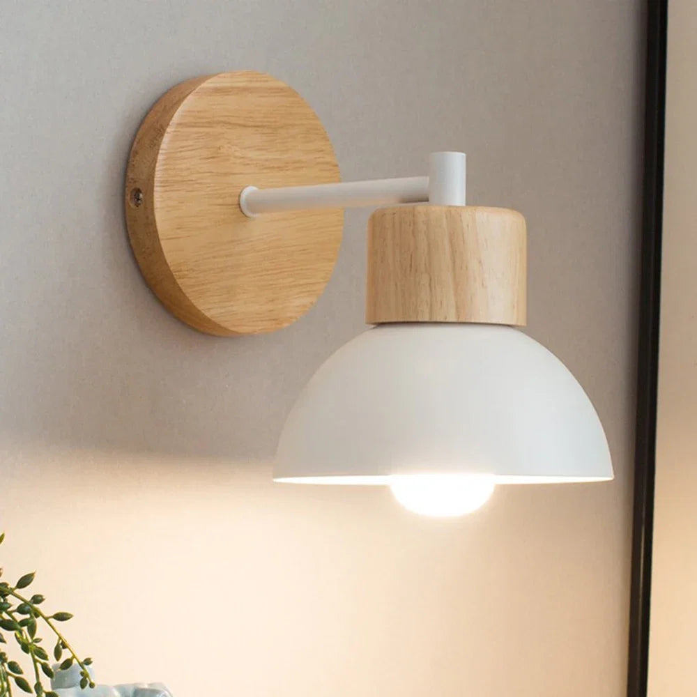 Wood & Metal Bedside Wall Lamp