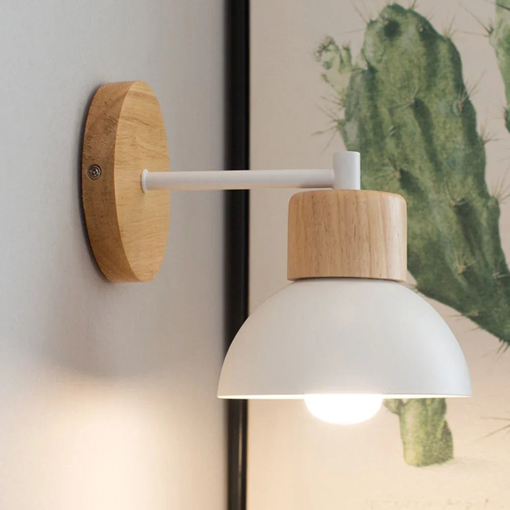 Wood & Metal Bedside Wall Lamp