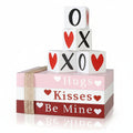 Wooden Valentine Book Stack Decor