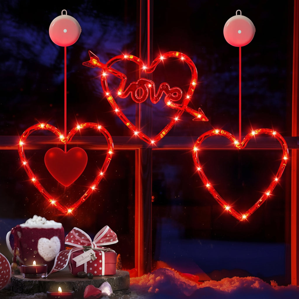 Heart Suction Cup LED Window Lights