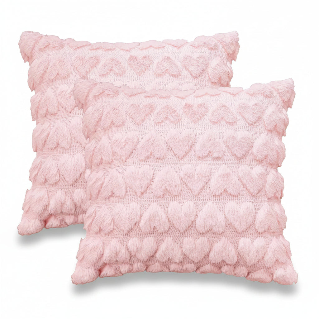 Pink Heart Pattern Cushion Covers