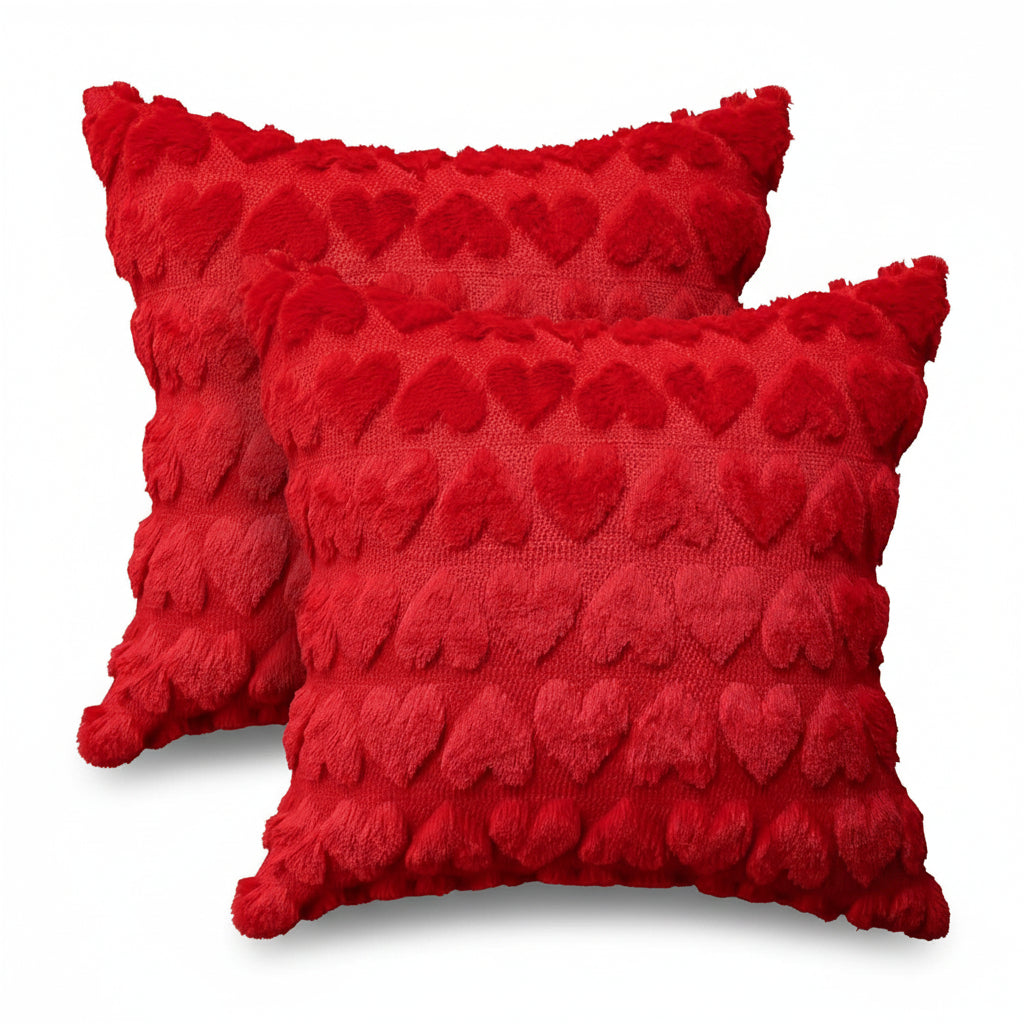 Pink Heart Pattern Cushion Covers