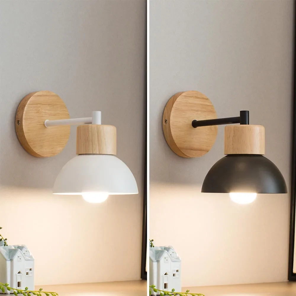 Wood & Metal Bedside Wall Lamp