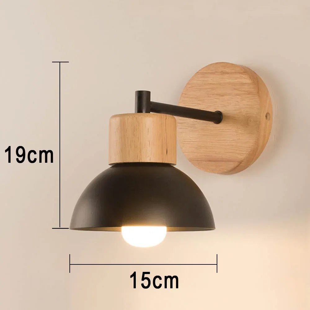 Wood & Metal Bedside Wall Lamp