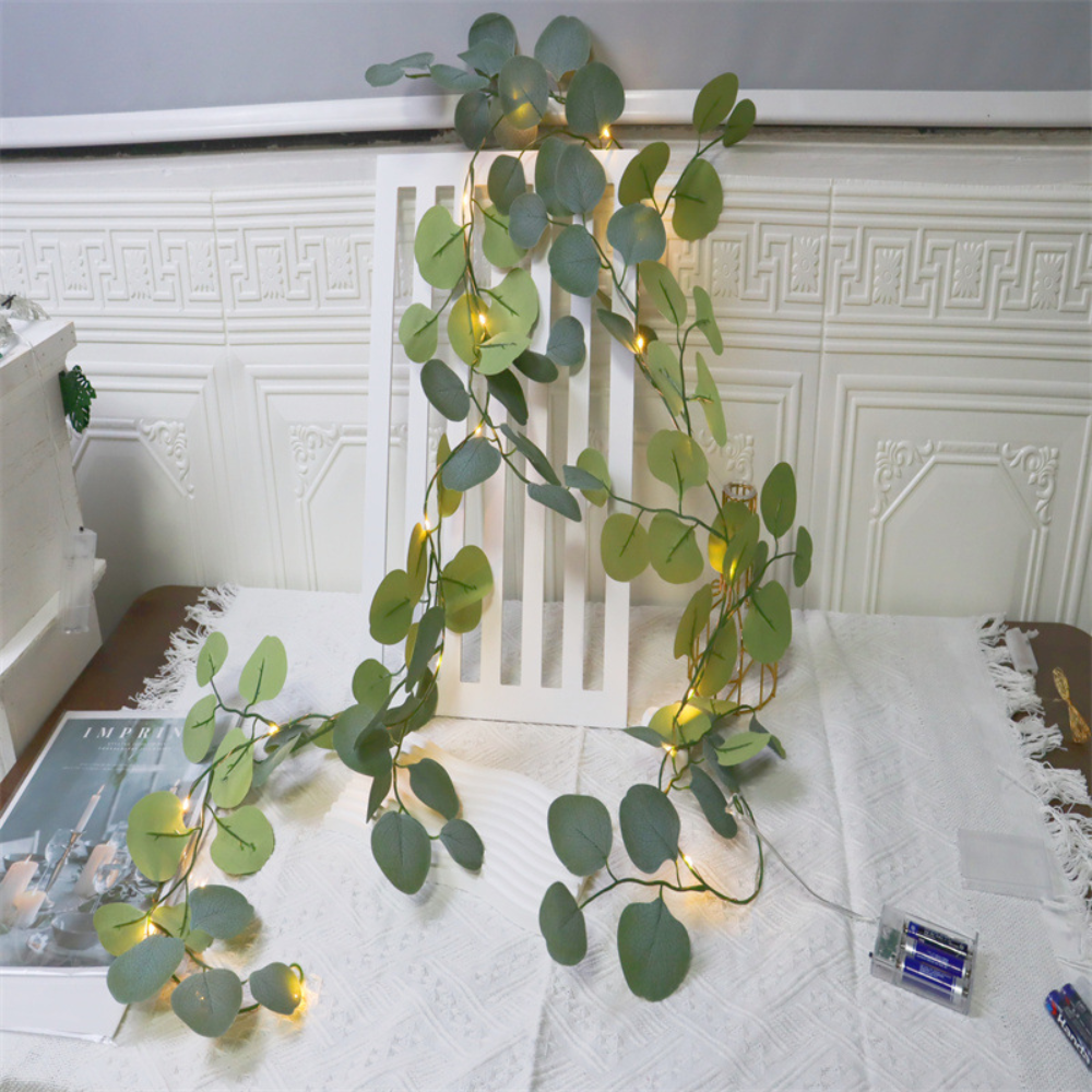 Eucalyptus Rattan LED Mantel Garland