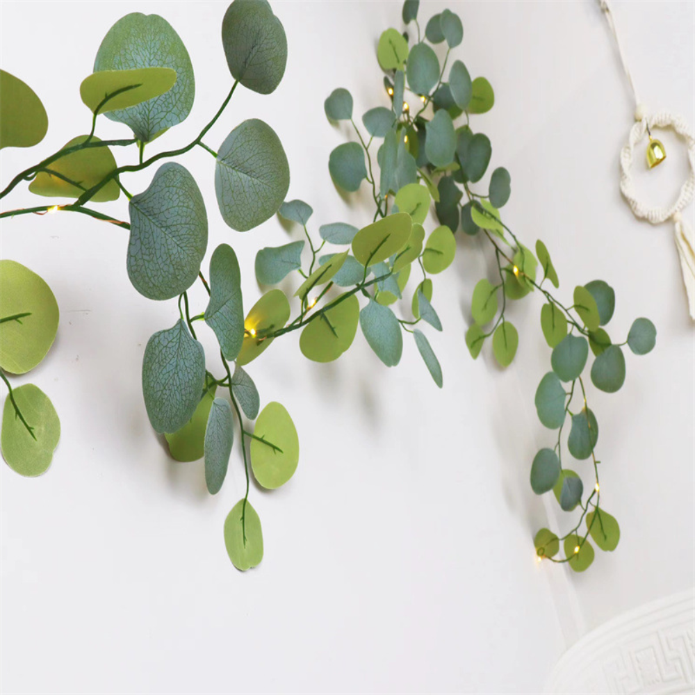 Eucalyptus Rattan LED Mantel Garland