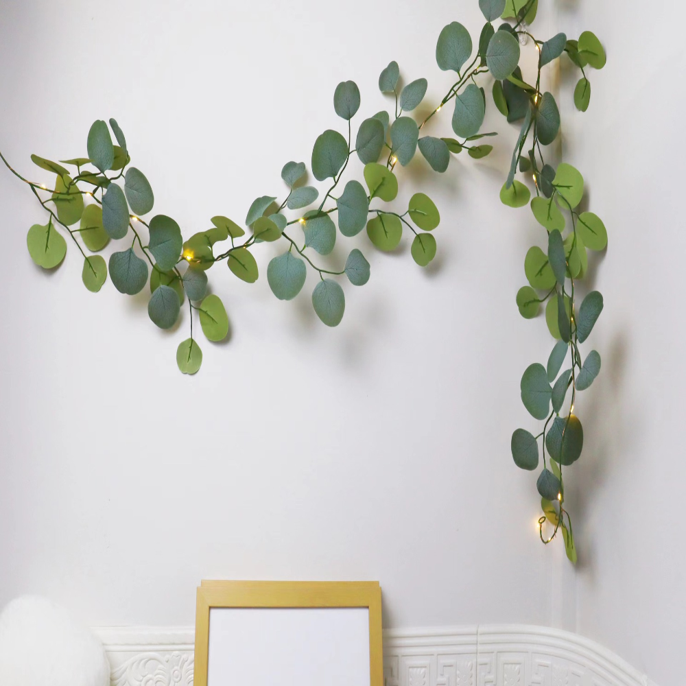 Eucalyptus Rattan LED Mantel Garland