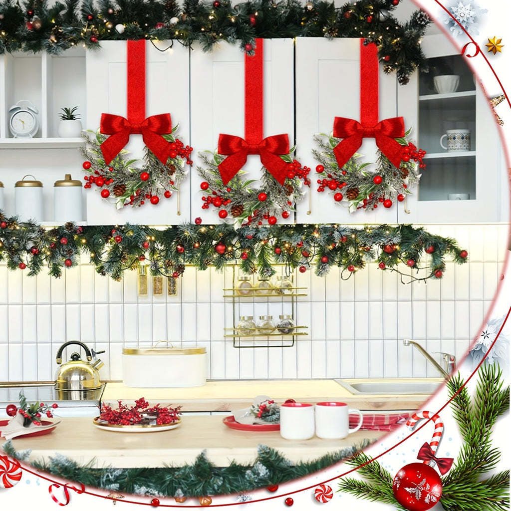 Red Bow Pinecone Christmas Wreath