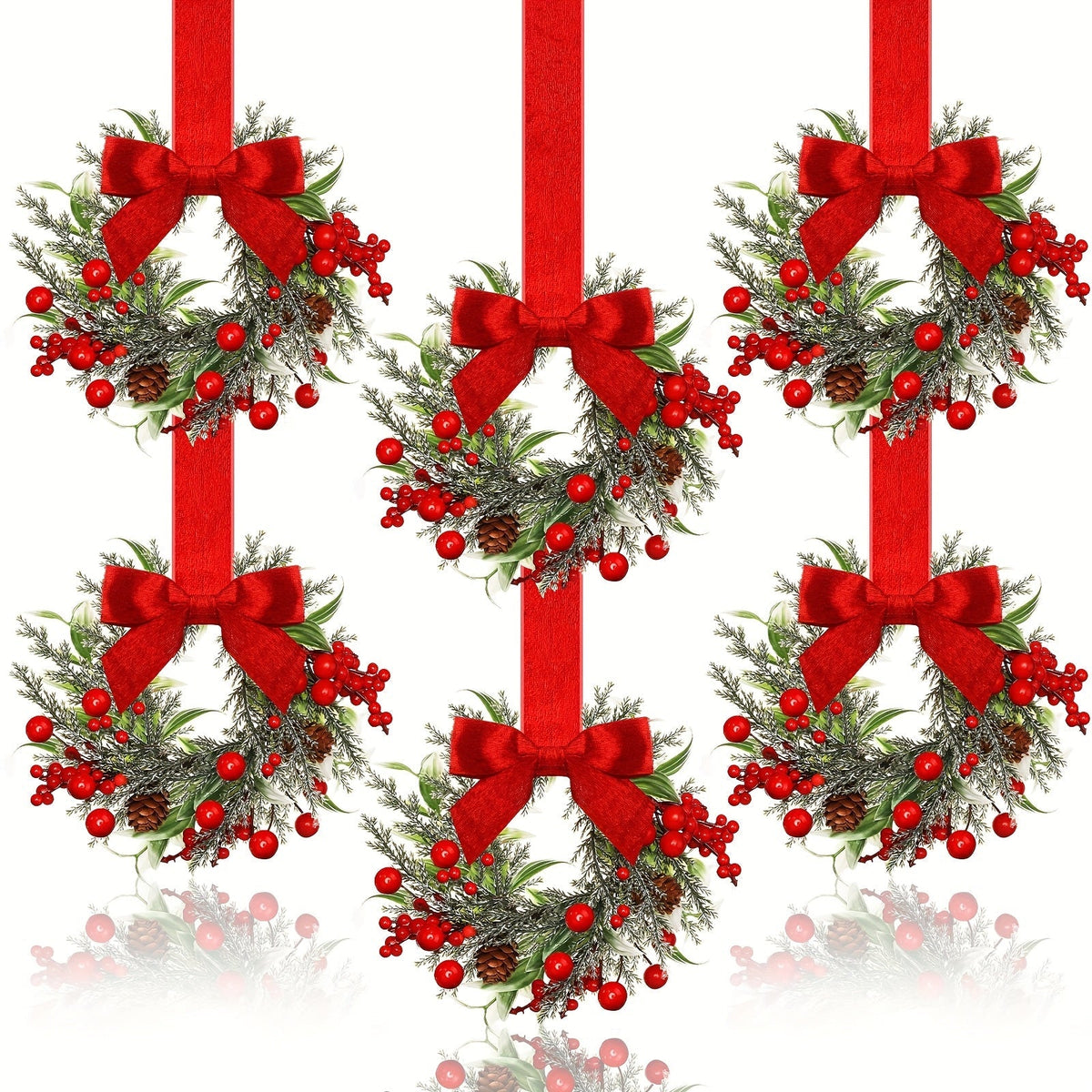 Red Bow Pinecone Christmas Wreath