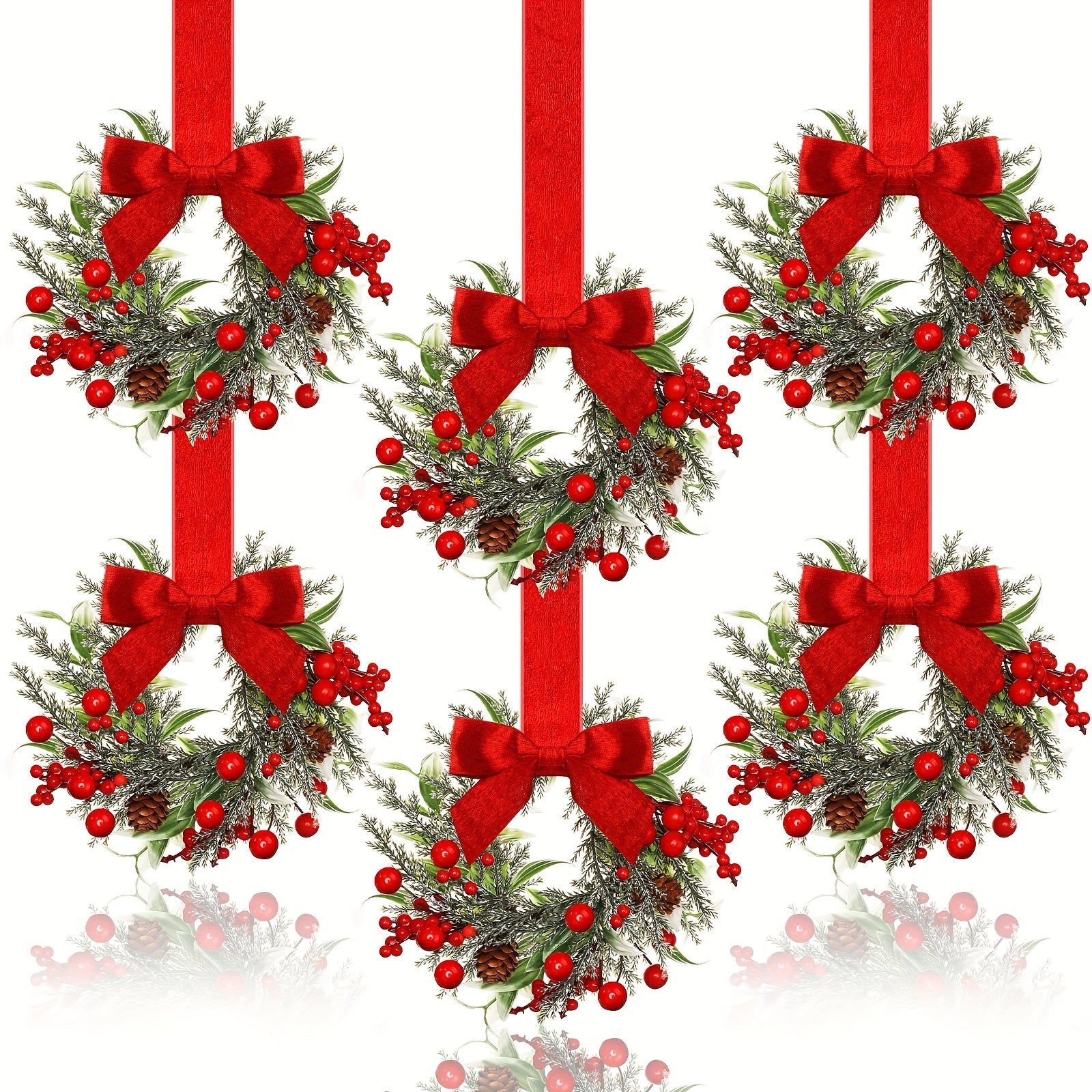 Red Bow Pinecone Christmas Wreath