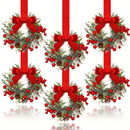 Red Bow Pinecone Christmas Wreath