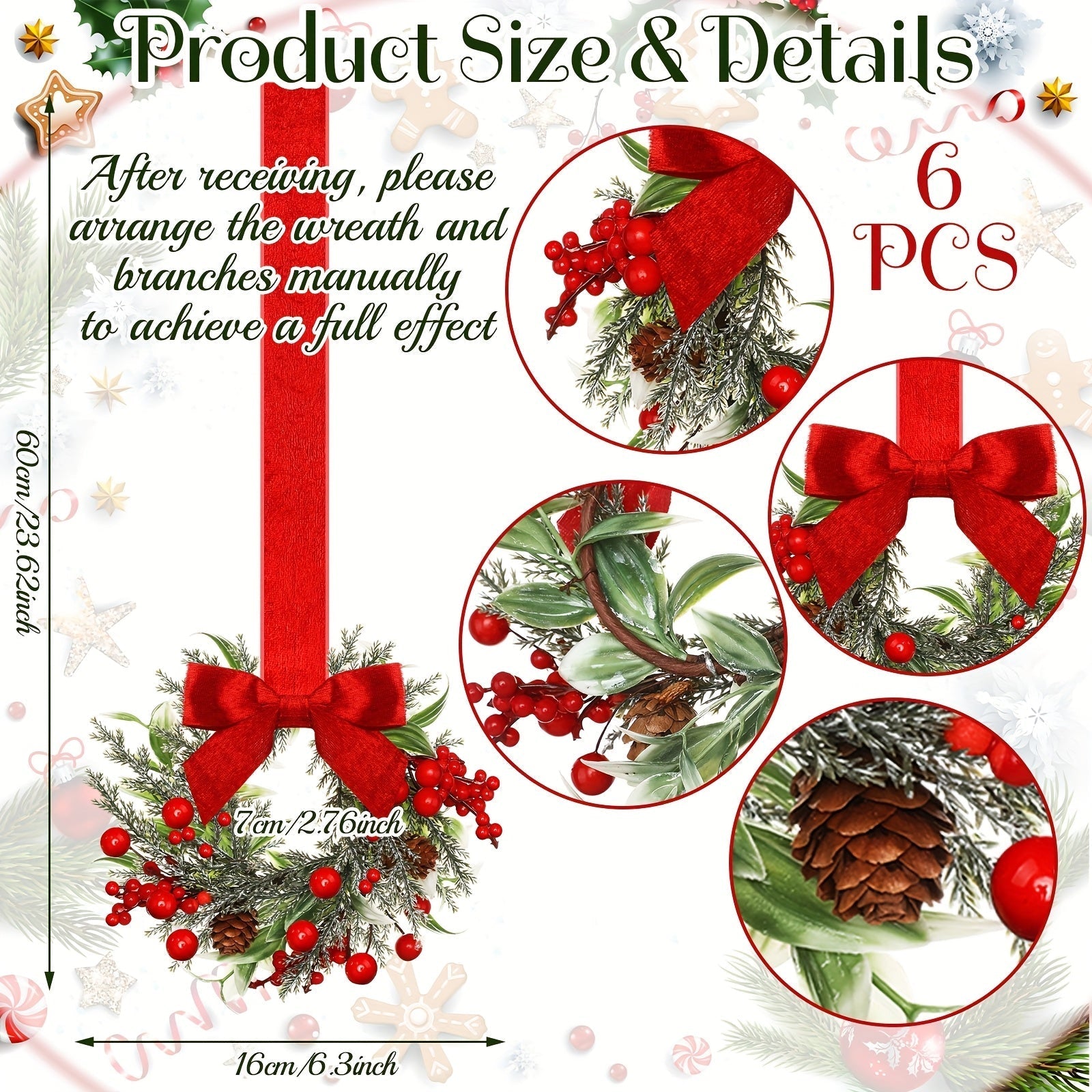 Red Bow Pinecone Christmas Wreath