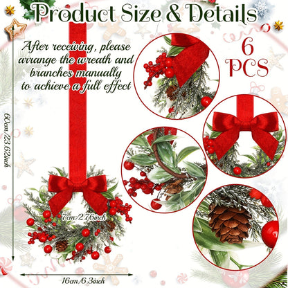 Red Bow Pinecone Christmas Wreath