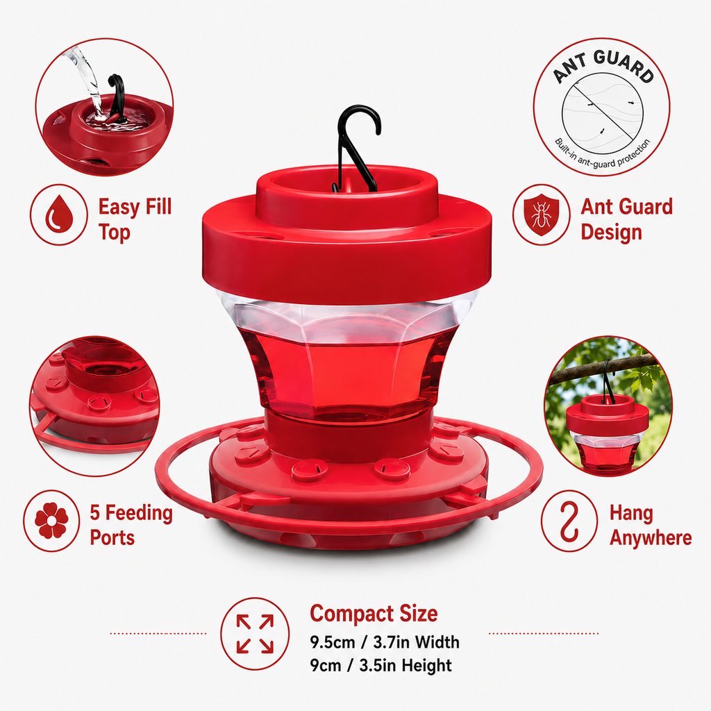 Easy Fill Hanging Hummingbird Feeder