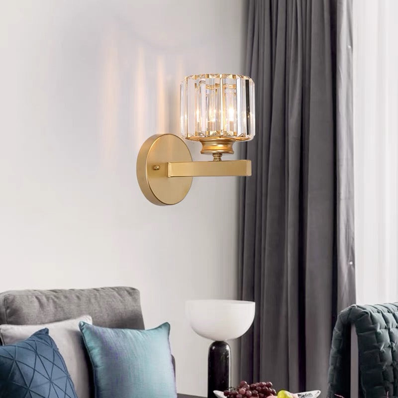 Crystal Glass & Iron Wall Sconce