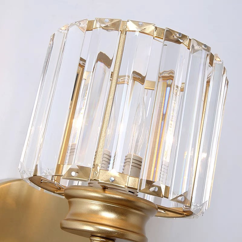 Crystal Glass & Iron Wall Sconce